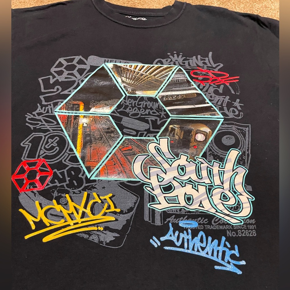 AMAZING VINTAGE SOUTH POLE “SIGNATURE SERIES” T-SHIRT SUBWAY NYC PRINT SIZE L
